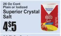 SuperFresh 26 Oz Cont Plain or Iodized Superior Crystal Salt offer