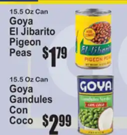 SuperFresh 15.5 Oz Can Goya El Jibarito Pigeon Peas, 15.5 Oz Can Goya Gandules Con Coco offer