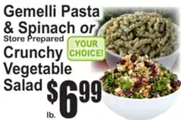 SuperFresh Gemelli Pasta & Spinach or Store Prepared Crunchy Vegetable Salad offer