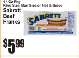 SuperFresh Sabrett Beef Franks offer