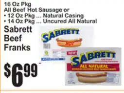SuperFresh Sabrett Beef Franks offer