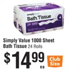 Smart & Final Simply Value 1000 Sheet Bath Tissue offer