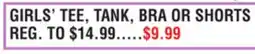 Dunham's Sports GIRLS' TEE, TANK, BRA OR SHORTS offer