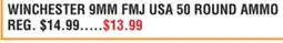 Dunham's Sports WINCHESTER 9MM FMJ USA 50 ROUND AMMO offer