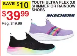 Dunham's Sports SKECHERS YOUTH ULTRA FLEX 3.0 SHIMMER OR RAINBOW SHOES offer
