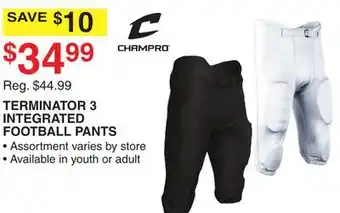 Dunham's Sports CHAMPRO TERMINATOR 3 INTEGRATED FOOTBALL PANTS offer