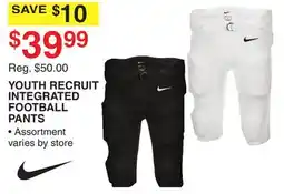 Dunham's Sports NIKE YOUTH RECRUIT INTEGRATED FOOTBALL PANTS offer
