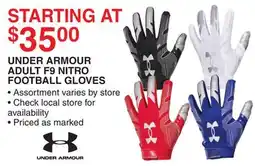 Dunham's Sports UNDER ARMOUR ADULT F9 NITRO FOOTBALL GLOVES offer