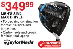 Dunham's Sports TAYLORMADE MEN'S SIM2 MAX DRIVER offer