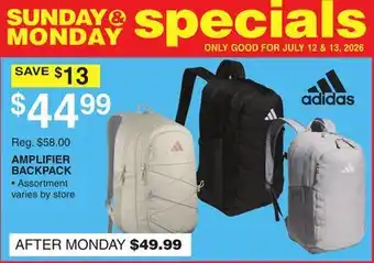 Dunham's Sports ADIDAS AMPLIFIER BACKPACK offer