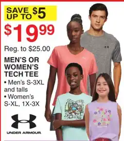 Dunham's Sports UNDER ARMOUR MEN'S OR WOMEN'S TECH TEE offer