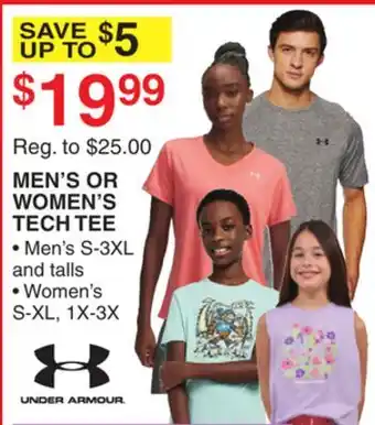 Dunham's Sports UNDER ARMOUR MEN'S OR WOMEN'S TECH TEE offer