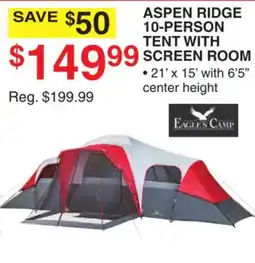 Dunham's Sports EAGLES CAMP ASPEN RIDGE 10-PERSON TENT WITH SCREEN ROOM offer