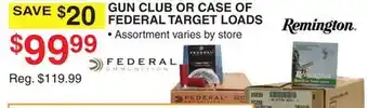 Dunham's Sports GUN CLUB OR CASE OF FEDERAL TARGET LOADS offer