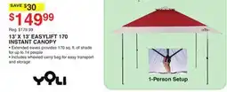Dunham's Sports YOLI 13' X 13' EASYLIFT 170 INSTANT CANOPY offer