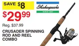 Dunham's Sports SHAKESPEARE CRUSADER SPINNING ROD AND REEL COMBO offer
