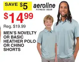 Dunham's Sports MEN'S NOVELTY OR BASIC HEATHER POLO OR CHINO SHORTS offer