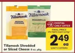 Safeway Tillamook Shredded or Sliced Cheese offer