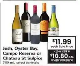 Safeway Josh, Oyster Bay, Campo Reserva or Chateau St Sulpice offer