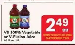 Safeway V8 100% Vegetable or V-Fusion Juice offer