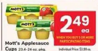 Safeway Mott's Applesauce Cups offer