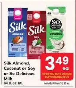 Safeway Silk Almond, Coconut or Soy or So Delicious Milk offer