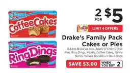 ShopRite Drake's Family Pack Cakes or Pies offer