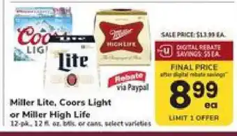 Safeway Miller Lite, Coors Light or Miller High Life offer