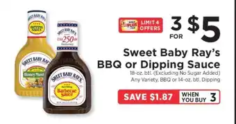 ShopRite Sweet Baby Ray’s BBQ or Dipping Sauce offer