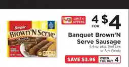 ShopRite Banquet Brown'N Serve Sausage offer