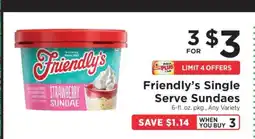 ShopRite Friendly's Single Serve Sundaes offer