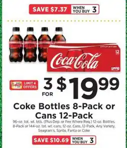 ShopRite Coke Bottles 8-Pack or Cans 12-Pack offer