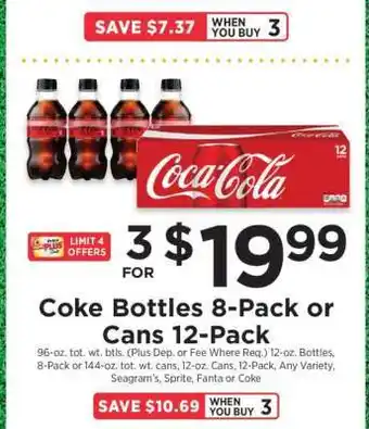 ShopRite Coke Bottles 8-Pack or Cans 12-Pack offer