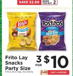ShopRite Frito Lay Snacks Party Size offer