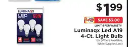 ShopRite Luminaqx Led A19 4-Ct. Light Bulb offer