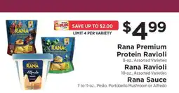 ShopRite Rana Premium Protein Ravioli, Rana Ravioli, Rana Sauce offer