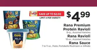 ShopRite Rana Premium Protein Ravioli, Rana Ravioli, Rana Sauce offer