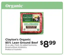 ShopRite Clayton's Organic 85% Lean Ground Beef offer