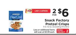 ShopRite Snack Factory Pretzel Crisps offer