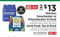 ShopRite Glacéau Smartwater or Vitaminwater 6-Pack, Gold Peak Tea 6-Pack offer