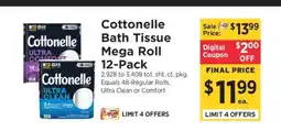 ShopRite Cottonelle Bath Tissue Mega Roll 12-Pack offer
