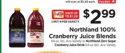 ShopRite Northland 100% Cranberry Juice Blends offer