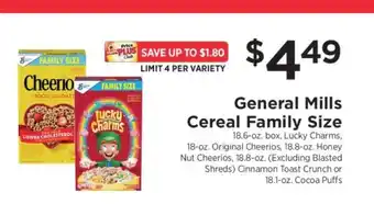 ShopRite General Mills Cereal Family Size offer