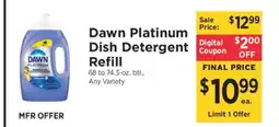 ShopRite Dawn Platinum Dish Detergent Refill offer