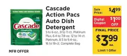 ShopRite Cascade Action Pacs Auto Dish Detergent offer