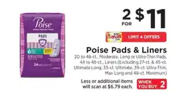 ShopRite Poise Pads & Liners offer