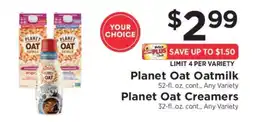 ShopRite Planet Oat Oatmilk / Planet Oat Creamers offer
