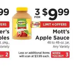 ShopRite Mott's Apple Sauce offer