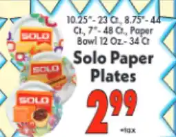 Marino's Supermarket Solo Paper Plates offer