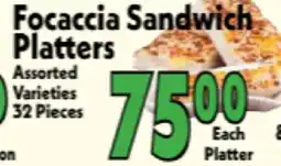 Marino's Supermarket Focaccia Sandwich Platters offer